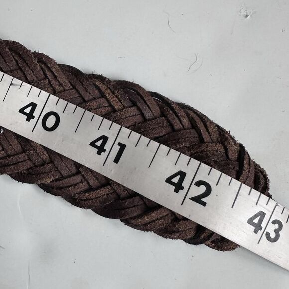Vintage Braided Leather Belt Womens M/L Brown Shells Turquoise Indie Boho Hippie - Picture 9 of 10